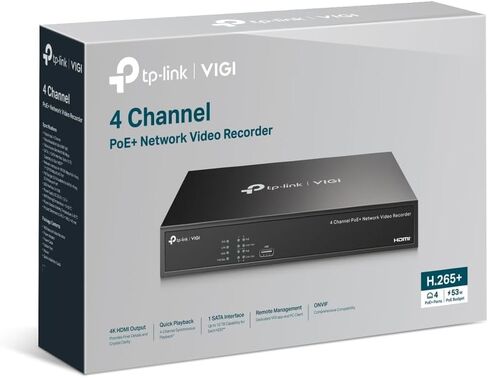 تي بي لينك فيجي 4 قنوات PoE+ مسجل فيديو شبكي 2 تيرابايت HDD | عرض وإخراج فيديو HDMI بدقة 4K | ما يصل إلى 8 قنوات بدقة 2 ميجابكسل (25 إطارًا في الثانية) / 4 قنوات بدقة 4 ميجابكسل (25 إطارًا في الثانية) | المراقبة عن بعد | محرك أقراص ثابتة سعة 2 تيرابايت مث in Kuwait