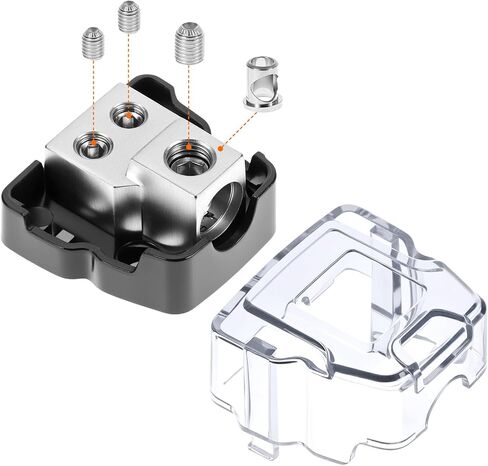 QWORK 2 Way Amp Power Ground Distribution Block، مجموعتان 0 قياس AWG الإدخال / الإخراج، بناء سبيكة مع غطاء بلاستيكي من الدرجة الصناعية للسيارات والبحرية in Saudi Arabia