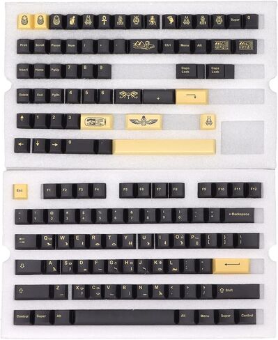 ASHATA Gaming PBT Keycaps,132 Keys Keycaps Set DIY Decorative Gaming Keycaps,Letterless Cherry Height Egyptian Pharaoh Theme,for Mechanical Keyboard in Saudi Arabia