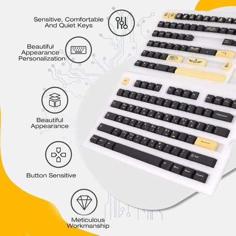 ASHATA Gaming PBT Keycaps,132 Keys Keycaps Set DIY Decorative Gaming Keycaps,Letterless Cherry Height Egyptian Pharaoh Theme,for Mechanical Keyboard in Saudi Arabia