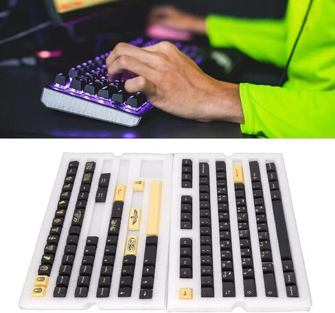 ASHATA Gaming PBT Keycaps,132 Keys Keycaps Set DIY Decorative Gaming Keycaps,Letterless Cherry Height Egyptian Pharaoh Theme,for Mechanical Keyboard in Saudi Arabia