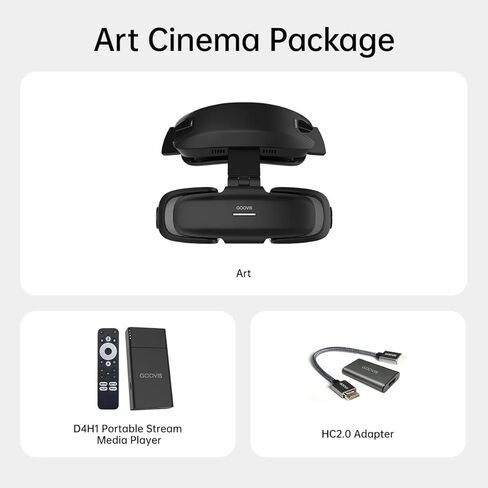 حزمة سينما GOOVIS Art XR مثبتة على الرأس - شاشة فيديو Micro-OLED مقاس 110 بوصة، خفيفة الوزن وصغيرة الحجم، رؤية مفتوحة للمهام المتعددة، تعمل مع أجهزة الكمبيوتر/iPhone16/Android/وحدات تحكم الألعاب/الأجهزة المحمولة (أسود) in Kuwait