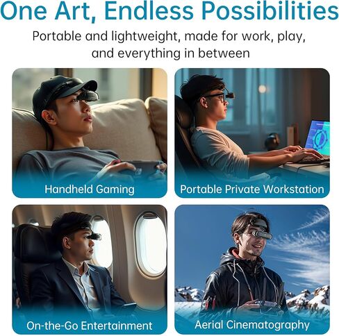 حزمة سينما GOOVIS Art XR مثبتة على الرأس - شاشة فيديو Micro-OLED مقاس 110 بوصة، خفيفة الوزن وصغيرة الحجم، رؤية مفتوحة للمهام المتعددة، تعمل مع أجهزة الكمبيوتر/iPhone16/Android/وحدات تحكم الألعاب/الأجهزة المحمولة (أسود) in Kuwait