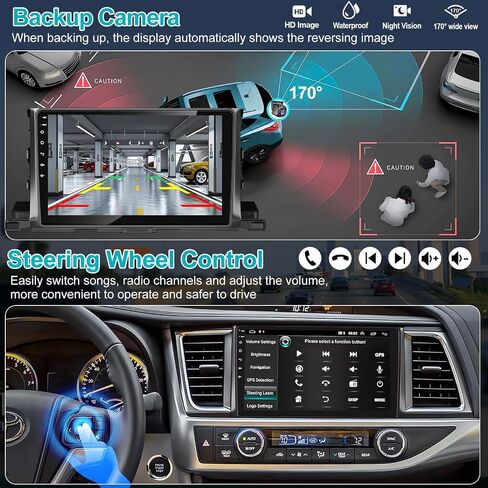 4G+64G Car Radio Stereo for Toyota Highlander 2014-2019, Wireless Carplay&Android Auto with Android 12 Support Bluetooth/Voice Control/GPS/WiFi/SWC/FM, 10.1 Inch IPS Touch Screen for Highlander in Saudi Arabia