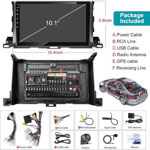 4G+64G Car Radio Stereo for Toyota Highlander 2014-2019, Wireless Carplay&Android Auto with Android 12 Support Bluetooth/Voice Control/GPS/WiFi/SWC/FM, 10.1 Inch IPS Touch Screen for Highlander in Saudi Arabia