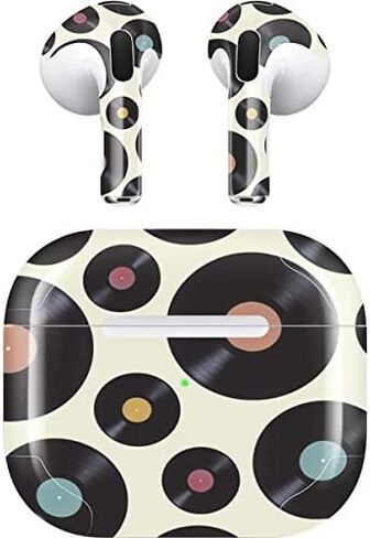 غلاف صوتي من Skinit متوافق مع Apple AirPods (الجيل الثالث، 2021) - تصميم سجلات ملونة مصمم في الأصل من Skinit in Saudi Arabia