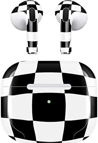 Skinit Decal Audio Skin Compatible with Apple AirPods (3rd Gen, 2021) - Skinit Originally Designed Black and White Zoomed Checkerboard Design in Saudi Arabia