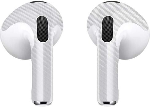 Skinit Decal Audio Skin Compatible with Apple AirPods (3rd Gen 2021) - White Carbon Fiber Specialty Texture Material Design in Saudi Arabia