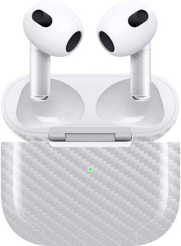 Skinit Decal Audio Skin Compatible with Apple AirPods (3rd Gen 2021) - White Carbon Fiber Specialty Texture Material Design in Saudi Arabia