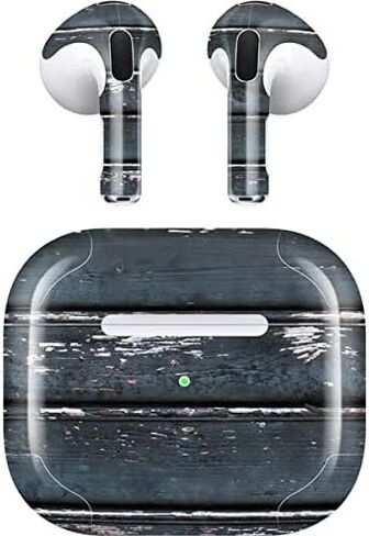 Skinit Decal Audio Skin Compatible with Apple AirPods (3rd Gen, 2021) - Skinit Originally Designed Chipped Blue Wood Design in Saudi Arabia