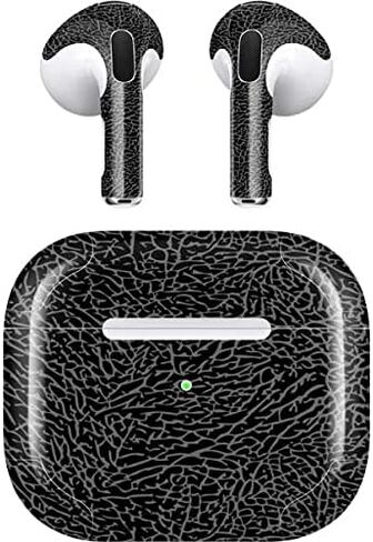 غلاف صوتي من Skinit متوافق مع Apple AirPods (الجيل الثالث، 2021) - تصميم أسود مطبوع على شكل فيل من Skinit in Saudi Arabia