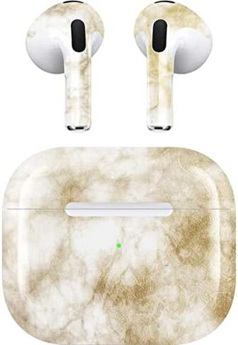 غلاف صوتي من Skinit متوافق مع Apple AirPods (الجيل الثالث، 2021) - تصميم Skinit الأصلي من الرخام الذهبي والأبيض in Saudi Arabia
