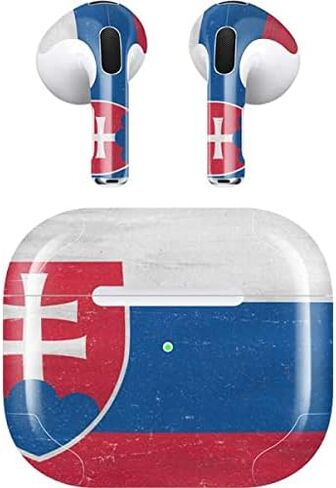 Skinit Decal Audio Skin Compatible with Apple AirPods (3rd Gen, 2021) - Skinit Originally Designed Slovakia Flag Distressed Design in Saudi Arabia