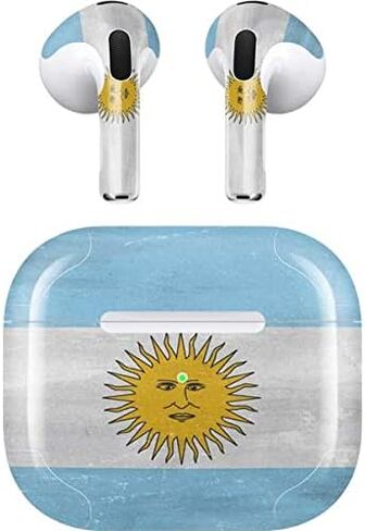 Skinit Decal Audio Skin Compatible with Apple AirPods (3rd Gen, 2021) - Skinit Originally Designed Argentina Flag Distressed Design in Saudi Arabia