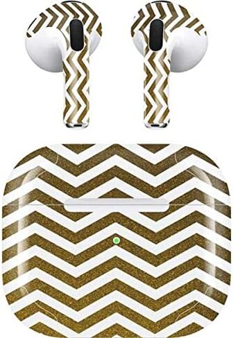 Skinit Decal Audio Skin Compatible with Apple AirPods (3rd Gen, 2021) - Skinit Originally Designed Gold Chevron Design in Saudi Arabia