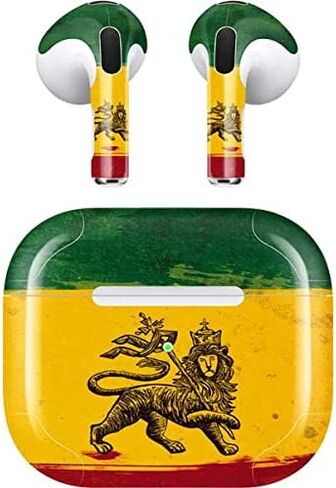 Skinit Decal Audio Skin Compatible with Apple AirPods (3rd Gen, 2021) - Skinit Originally Designed The Lion of Judah Rasta Flag Design in Saudi Arabia