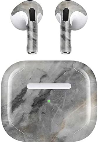 غلاف صوتي من Skinit متوافق مع Apple AirPods (الجيل الثالث، 2021) - تصميم Skinit الأصلي باللون الرمادي الداكن in Saudi Arabia
