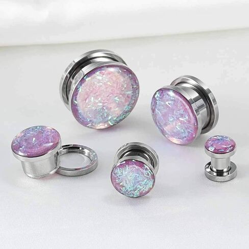 TBOSEN 6 PCS Big Cubic Zirconia Stainless Steel Screw Ear Gauges Plugs Tunnels Expander Body Piercing Jewelry Set in Kuwait