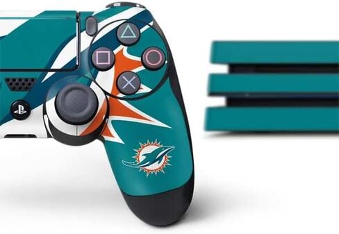 Skinit Decal Gaming Skin Compatible with PS4 Pro Console and Controller Bundle - Officially Licensed NFL Miami Dolphins Large Logo Design in Saudi Arabia
