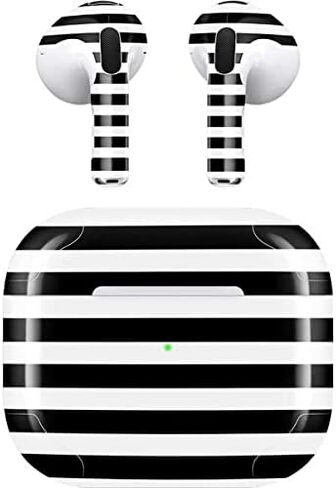 Skinit Decal Audio Skin Compatible with Apple AirPods (3rd Gen, 2021) - Skinit Originally Designed White and Black Stripes Design in Saudi Arabia