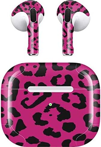 غلاف صوتي من Skinit متوافق مع Apple AirPods (الجيل الثالث، 2021) - تصميم Rosy Leopard مصمم في الأصل من Skinit in Saudi Arabia