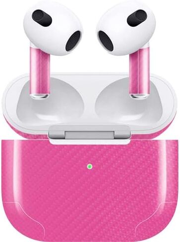 Skinit Decal Audio Skin Compatible with Apple AirPods (3rd Gen 2021) - Pink Carbon Fiber Specialty Texture Material Design in Saudi Arabia