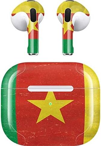 Skinit Decal Audio Skin Compatible with Apple AirPods (3rd Gen, 2021) - Skinit Originally Designed Cameroon Flag Distressed Design in Saudi Arabia