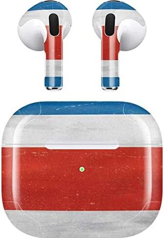 غلاف صوتي من Skinit متوافق مع Apple AirPods (الجيل الثالث، 2021) - تصميم متعثر بعلم كوستاريكا مصمم في الأصل من Skinit in Saudi Arabia