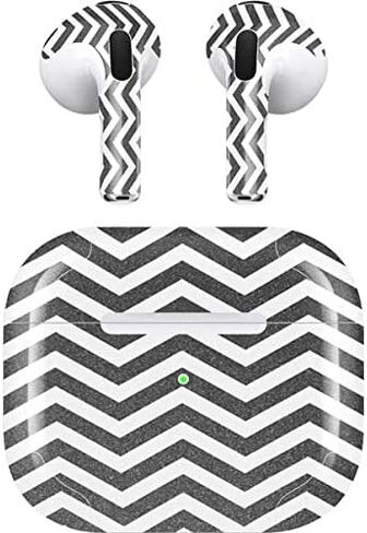 غلاف صوتي من Skinit متوافق مع Apple AirPods (الجيل الثالث، 2021) - تصميم شيفرون فضي مصمم في الأصل من Skinit in Saudi Arabia