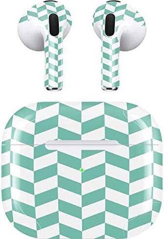 Skinit Decal Audio Skin Compatible with Apple AirPods (3rd Gen, 2021) - Skinit Originally Designed Blue White Chevron Design in Saudi Arabia