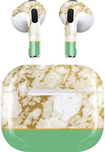 غلاف صوتي من Skinit متوافق مع Apple AirPods (الجيل الثالث، 2021) - تصميم Skinit الأصلي من رخام الباستيل in Saudi Arabia