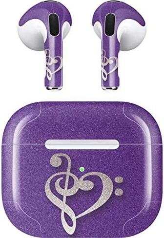 Skinit Decal Audio Skin Compatible with Apple AirPods (3rd Gen, 2021) - Skinit Originally Designed Purple Glitter Musical Heart Design in Saudi Arabia