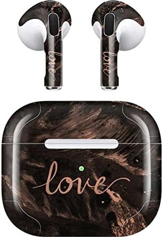 Skinit Decal Audio Skin Compatible with Apple AirPods (3rd Gen, 2021) - Skinit Originally Designed Love Rose Gold Black Design in Saudi Arabia