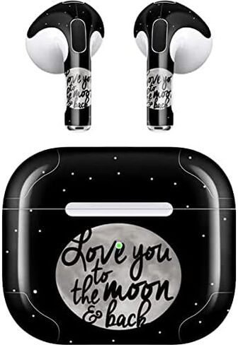 Skinit Decal Audio Skin Compatible with Apple AirPods (3rd Gen, 2021) - Skinit Originally Designed to The Moon and Back BW Design in Saudi Arabia