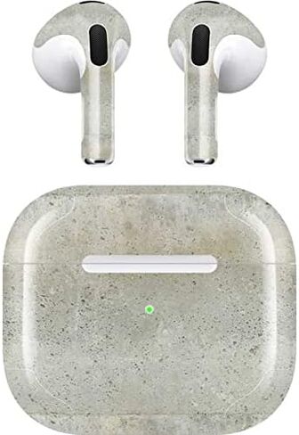 غلاف صوتي من Skinit متوافق مع Apple AirPods (الجيل الثالث، 2021) - تصميم من الخرسانة باللون الأبيض الطبيعي مصمم في الأصل من Skinit in Saudi Arabia