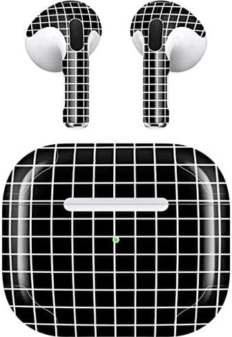 غلاف صوتي من Skinit متوافق مع Apple AirPods (الجيل الثالث، 2021) - تصميم شبكي أسود مصمم في الأصل من Skinit in Saudi Arabia