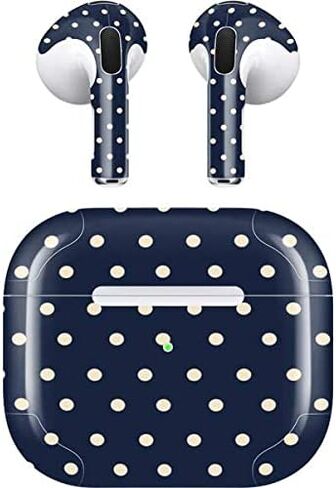 Skinit Decal Audio Skin Compatible with Apple AirPods (3rd Gen, 2021) - Skinit Originally Designed Blue and Cream Polka Dots Design in Saudi Arabia