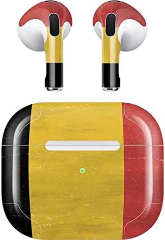 غلاف صوتي من Skinit متوافق مع Apple AirPods (الجيل الثالث، 2021) - تصميم Skinit الأصلي بتصميم علم بلجيكا المتعثر in Saudi Arabia