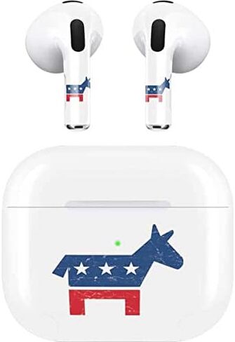غلاف صوتي من Skinit متوافق مع Apple AirPods (الجيل الثالث، 2021) - تصميم حمار ديمقراطي مصمم في الأصل من Skinit in Saudi Arabia