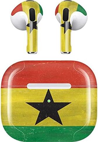 Skinit Decal Audio Skin Compatible with Apple AirPods (3rd Gen, 2021) - Skinit Originally Designed Ghana Flag Distressed Design in Saudi Arabia
