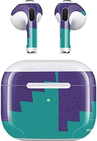 Skinit Decal Audio Skin Compatible with Apple AirPods (3rd Gen, 2021) - Skinit Originally Designed Purple Turquoise Zig Zag Design in Saudi Arabia