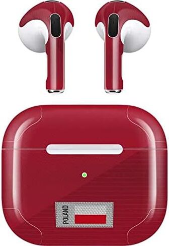 Skinit Decal Audio Skin Compatible with Apple AirPods (3rd Gen, 2021) - Skinit Originally Designed Poland Soccer Flag Design in Saudi Arabia