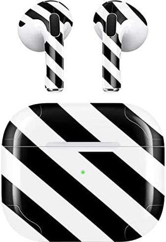 Skinit Decal Audio Skin Compatible with Apple AirPods (3rd Gen, 2021) - Skinit Originally Designed Black and White Geometric Stripes Design in Saudi Arabia
