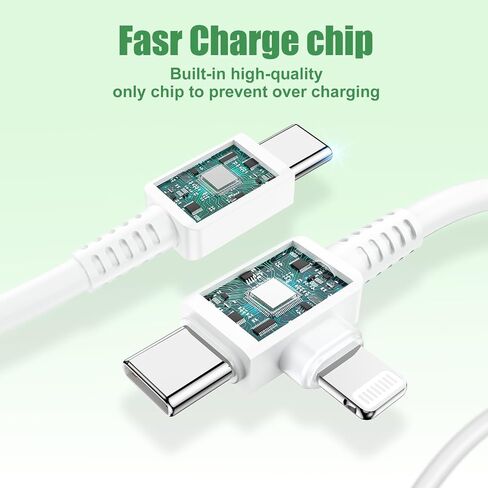 شاحن iPhone 17/16/15/14/13/12 شحن سريع، قابس منافذ مزدوجة 2 في 1 مع سلك كابل طويل من النوع C & Lightning بطول 6/10 أقدام، شواحن من النوع C لأجهزة iPhone 16e، 16/15 Plus، 17 Air، 17/16/15 Pro، Pro MAX، Pad in Saudi Arabia