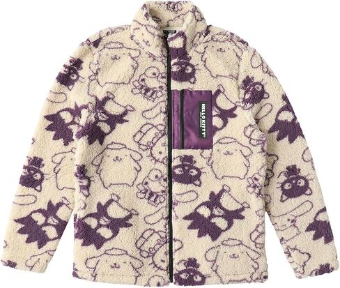 Bioworld Hello Kitty & Friends All-Over Character Print Men’s White Long Sleeve Sherpa Outerwear Jacket in Saudi Arabia