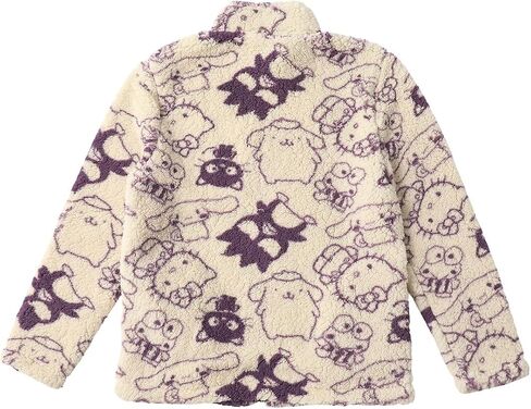 Bioworld Hello Kitty & Friends All-Over Character Print Men’s White Long Sleeve Sherpa Outerwear Jacket in Saudi Arabia