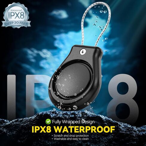 Inesore IPX8 Waterproof AirTag Keychain Holder,Ultra Durable Anti-Lost Lock Case with Wire Cable Compatible with Air Tags, in Saudi Arabia