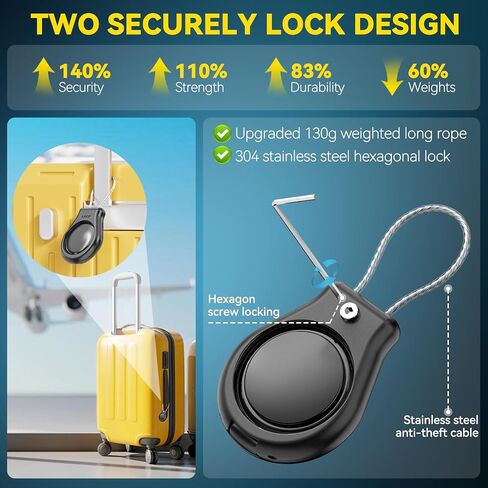 Inesore IPX8 Waterproof AirTag Keychain Holder,Ultra Durable Anti-Lost Lock Case with Wire Cable Compatible with Air Tags, in Saudi Arabia
