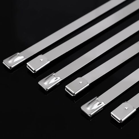 10 PCS Self-Locking Cables Ties Stainless Steel Zip Wraps Wire Fastener Multi-Purpose Heavy Duty Wrap Tie Organizers 0.79 * 30cm in Saudi Arabia