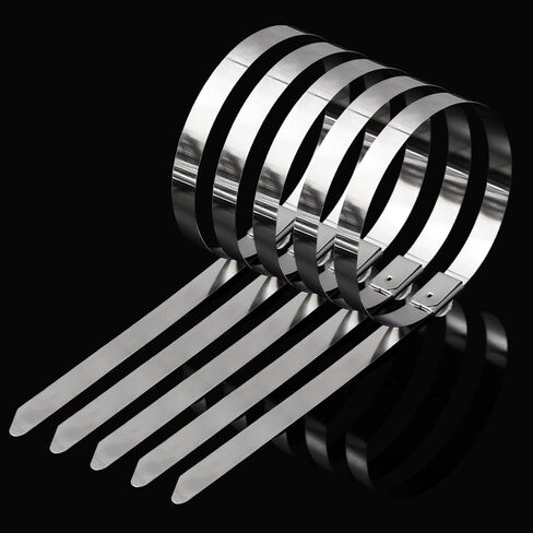 10 PCS Self-Locking Cables Ties Stainless Steel Zip Wraps Wire Fastener Multi-Purpose Heavy Duty Wrap Tie Organizers 0.79 * 30cm in Saudi Arabia